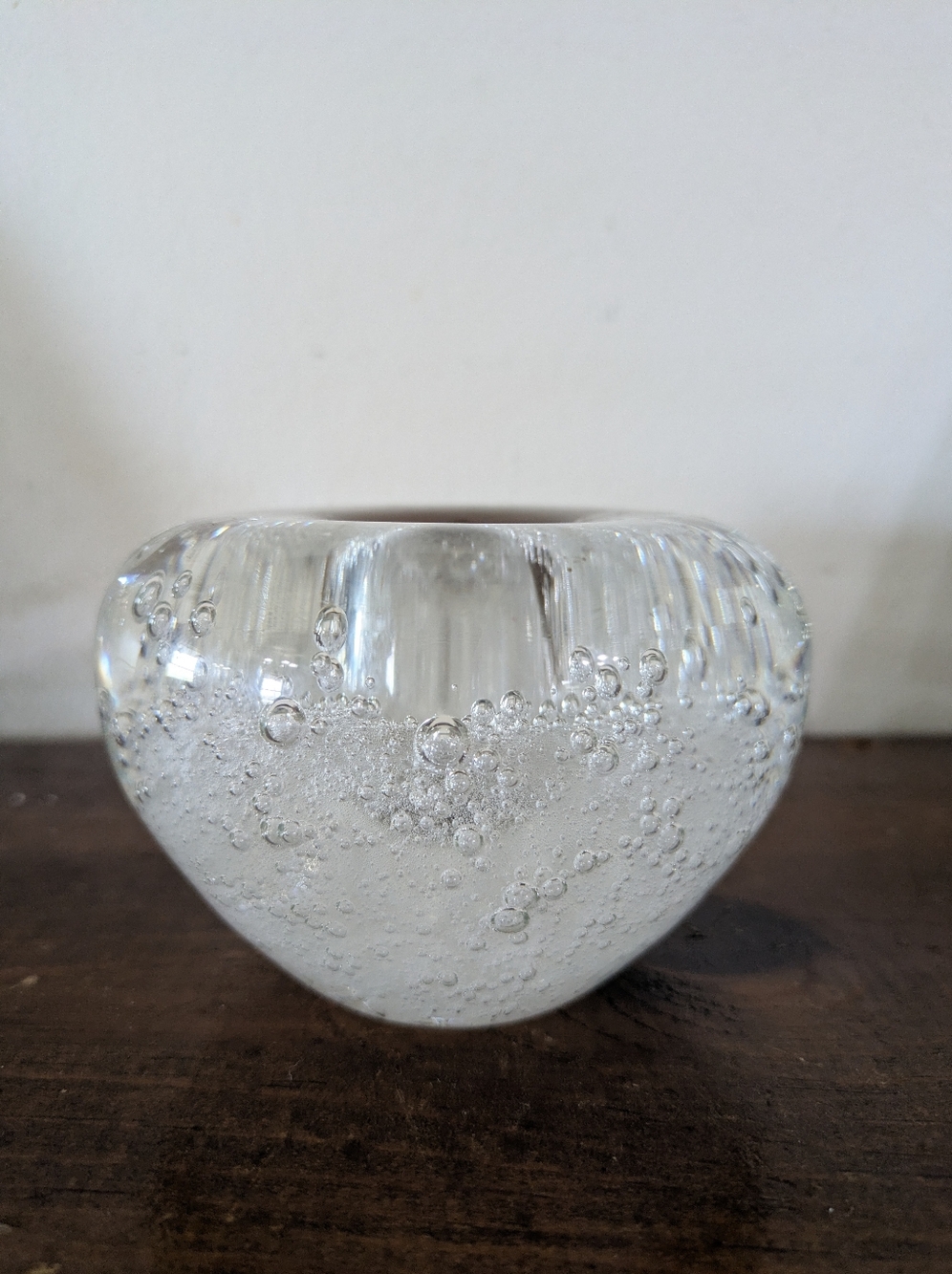 Vintage Hand Blown Art Glass Bubble Votive / Tea Light Holder - Heavy Mid MCM